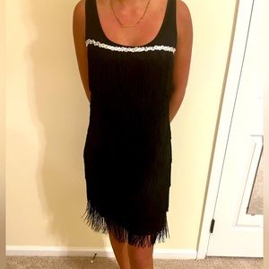Black fringe flapper dress